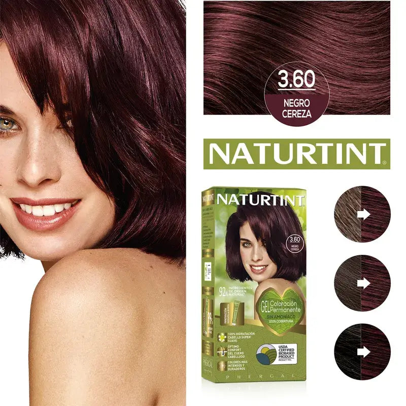 Naturtint Coloración Permanente Tinte Sin Amoníaco 3.60 - Negro Cereza