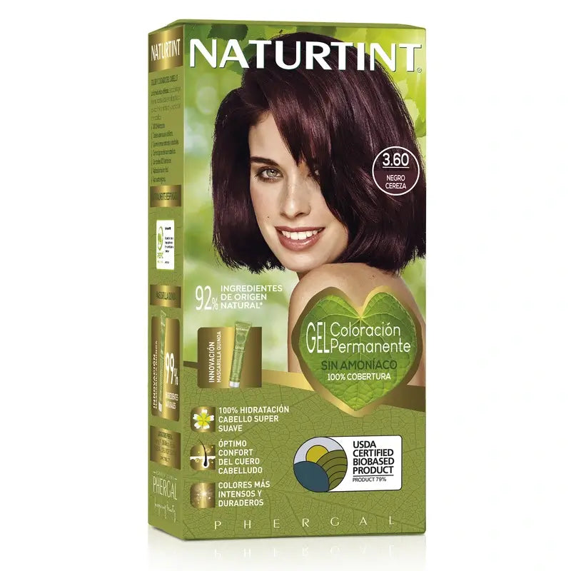 Naturtint Coloración Permanente Tinte Sin Amoníaco 3.60 - Negro Cereza