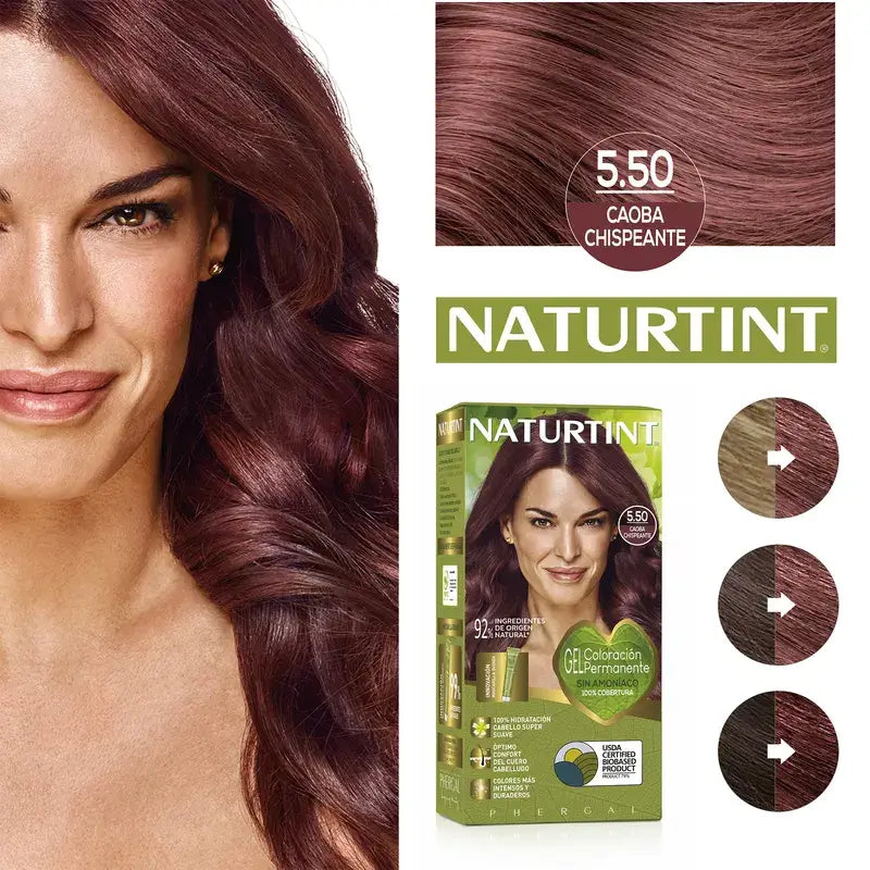 Naturtint Coloración Permanente Tinte Sin Amoníaco 5.50 - Caoba Chispeante