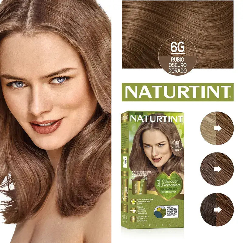 Naturtint Coloración Permanente Tinte Sin Amoníaco 6G - Rubio Oscuro Dorado