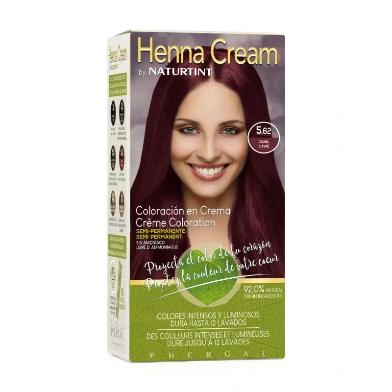 Naturtint Henna Cream Coloración Semipermanente Natural Tinte Sin Amoníaco 5.62 Caoba