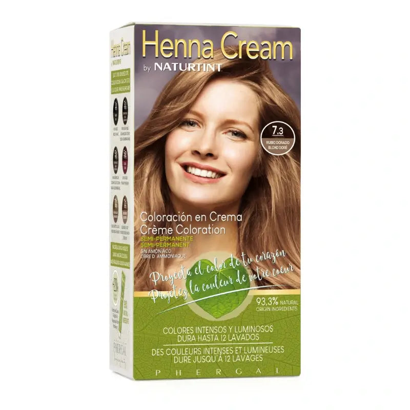 Naturtint Henna Cream Coloración Semipermanente Natural Tinte Sin Amoníaco 7.3 Rubio Dorado