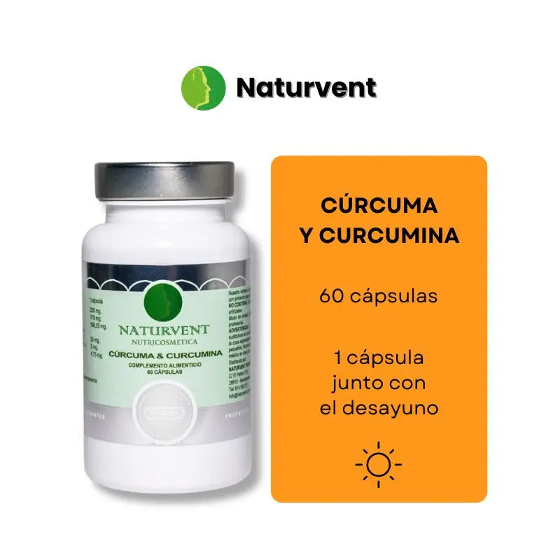 Naturvent Antiinflamatorio Cúrcuma & Curcumina Con 95% De Curcumina., 60 cápsulas