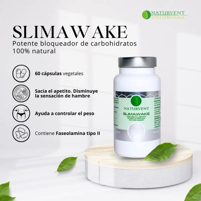 Naturvent Bloqueador Carbohidratos Slimawake, 60 cápsulas