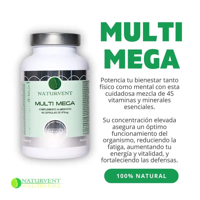 Naturvent Multivitaminas Multi Mega Multivitamínico, 90 cápsulas