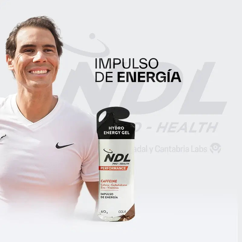 NDL Pro-Health Gel Energético Con Cafeína Sabor Cola, Pack 12x60 gr