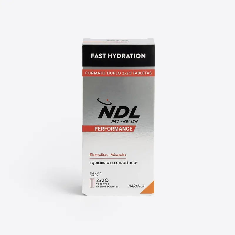 NDL Pro-Health Hidratación Rápida Tabletas Efervescentes sabor Naranja, Pack 2, 40 Tabletas