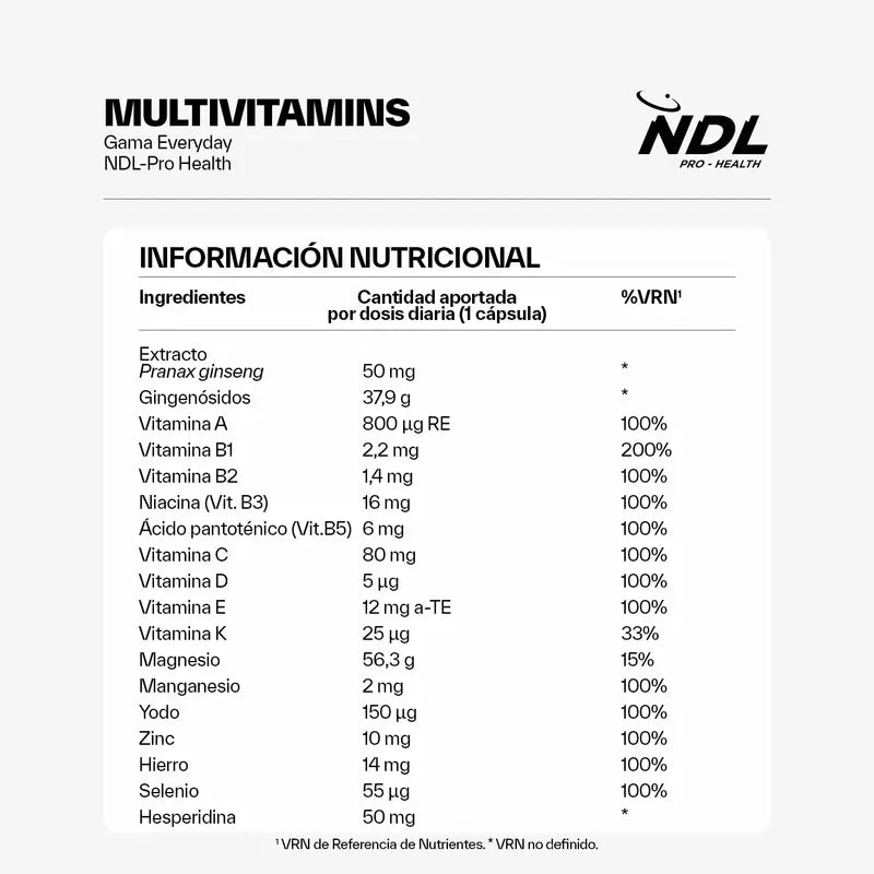 NDL Pro-Health Multivitaminas, 30 Cápsulas