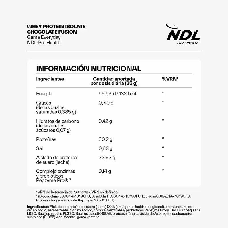 Ndl Pro-Health Whey Protein Isolate – Proteína Isolada, Chocolate Fusion , 1 kg