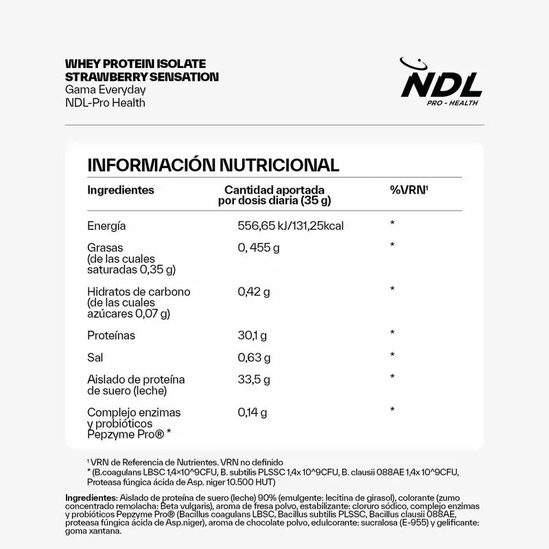 Ndl Pro-Health Whey Protein Isolate – Proteína Isolada, Strawberry Sensation , 1 kg