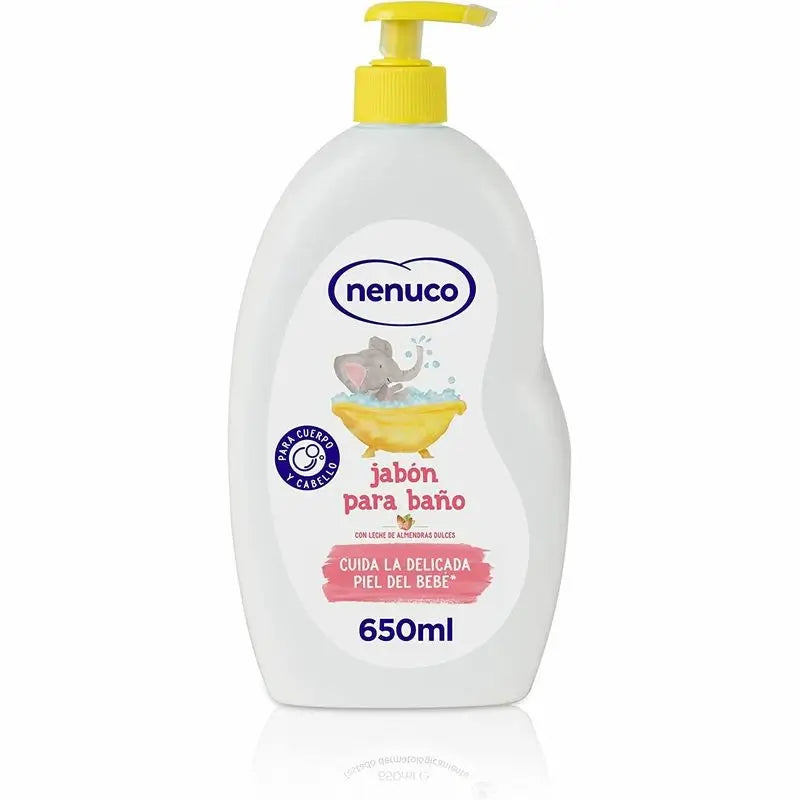 Nenuco  Jabón Para Baño, Con Leche De Almendras Dulces, Para Cuerpo Y Cabello, 650 ml