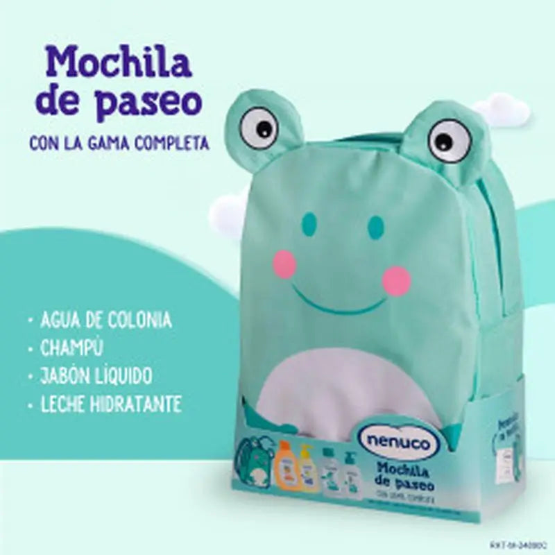 Nenuco Pack Bebé Mochila de Paseo Rana, con  Colonia, Jabón y Champú, 3x200ml