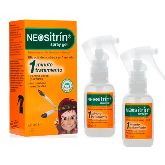 NEOsitrín® Spray Gel Líquido Antipiojos, Pack 2 x 60 ml