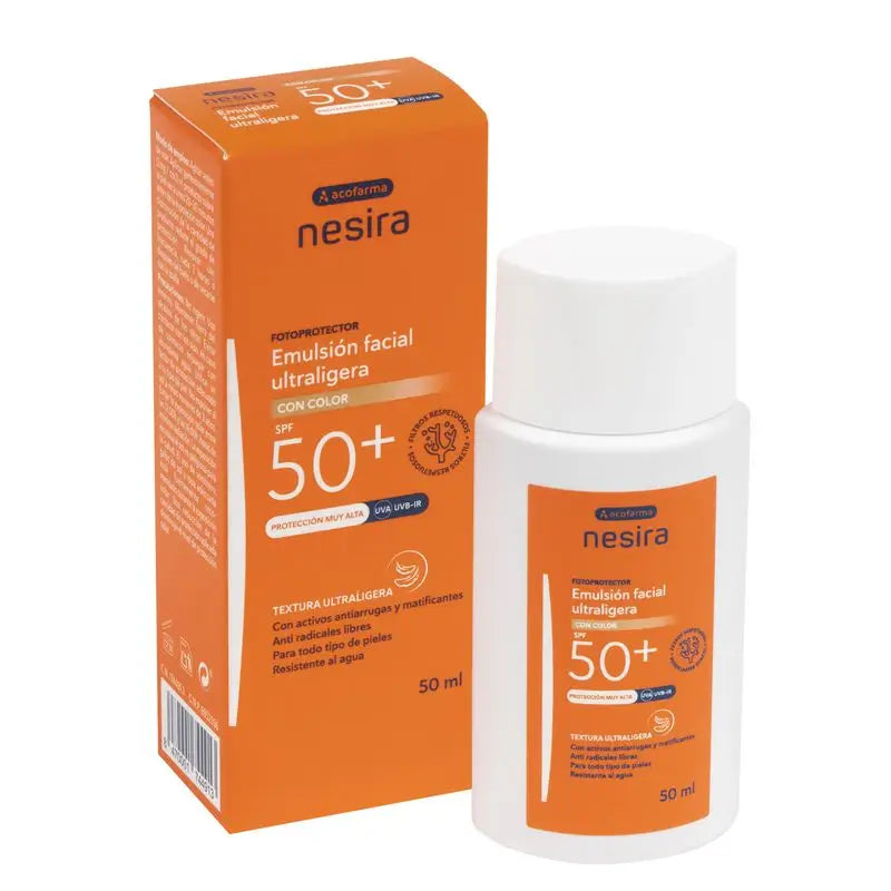 Nesira Emulsión Facial Ultraligera Spf50+ Con Color , 50 ml