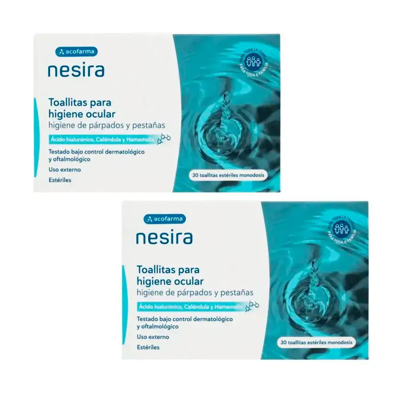 Nesira Pack  Toallitas De Higiene Ocular, 2X 30 Unidades, 60 Unidades