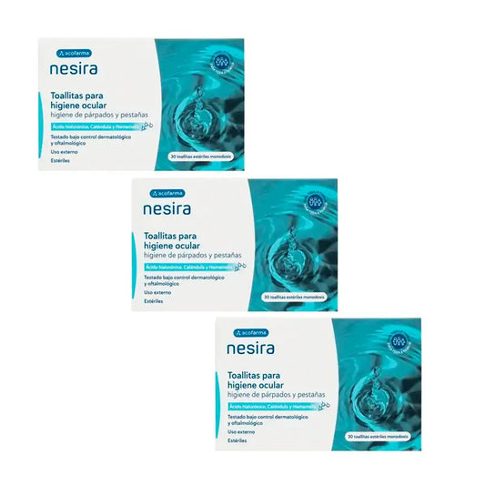 Nesira Pack  Toallitas De Higiene Ocular, 3X 30 Unidades, 90 Unidades