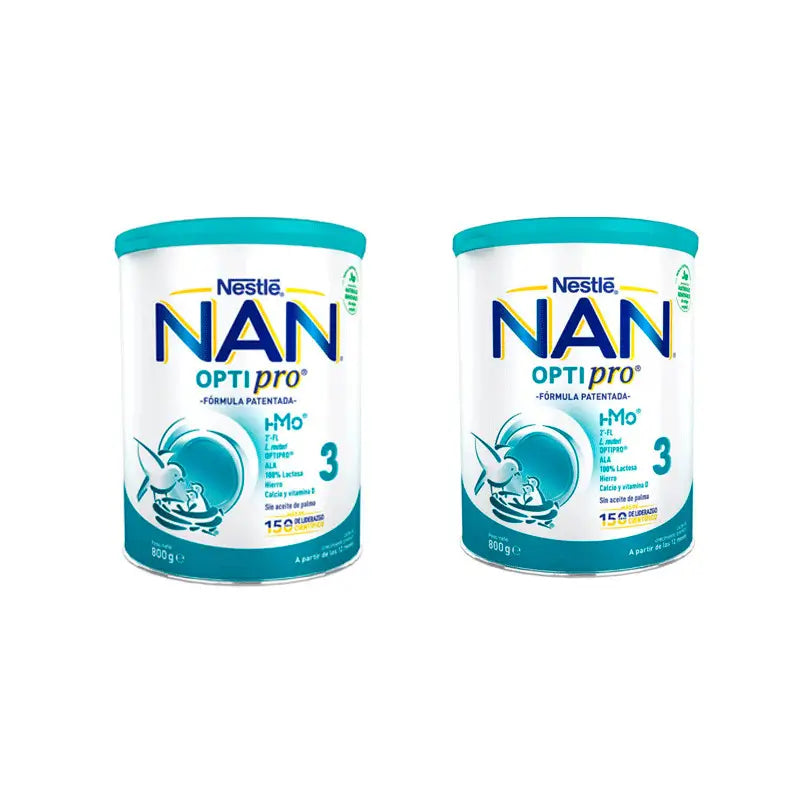 Nestle Nan Optipro 3 Leche Crecimiento 2X800 gr, Desde 12 Meses