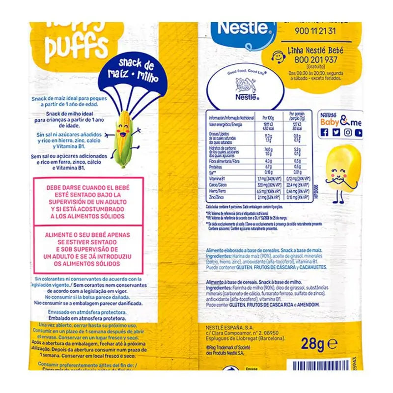 Nestlé Healthy Snacking Happy Puffs Maíz Natural , 28g