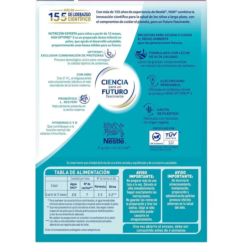 Nestlé Nan Optipro 3 Leche de Crecimiento, 1200 gr