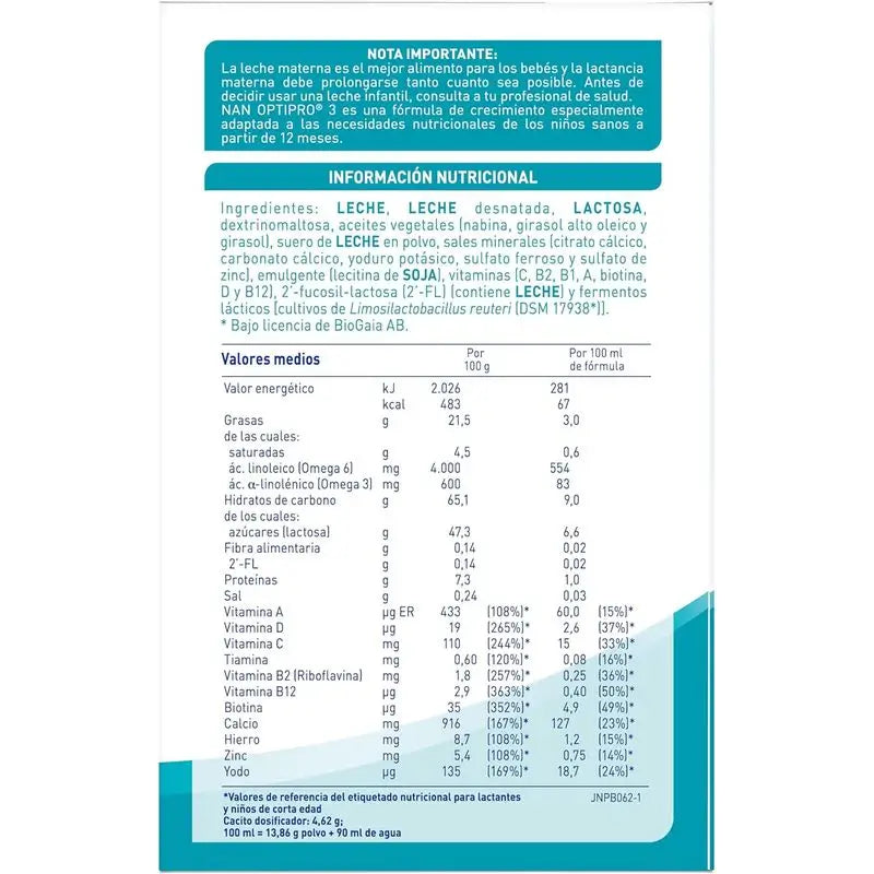 Nestlé Nan Optipro 3 Leche de Crecimiento, 1200 gr