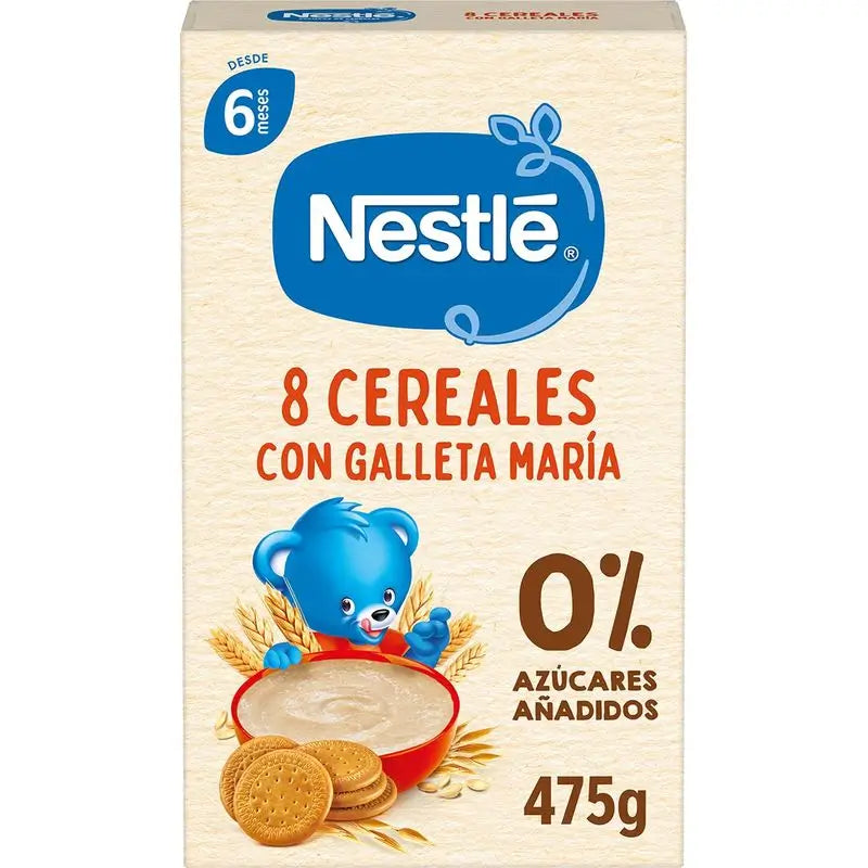 Nestlé Pack 6 Papillas 8 Cereales Con Galleta María ,  475g