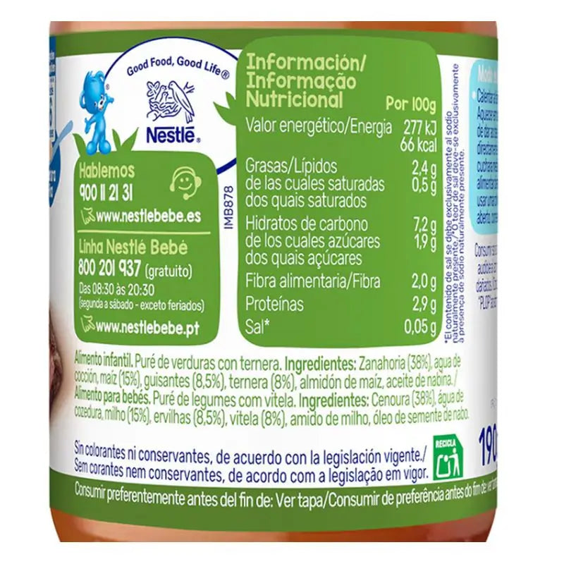 Nestlé Tarrito De Guisantes Con Ternera , 190g