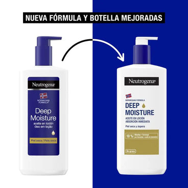 Neutrogena Aceite en Loción Hidratación Profunda Fórmula Noruega para Piel Seca, con Glicerina y Aceites Nutritivos, 400 ml