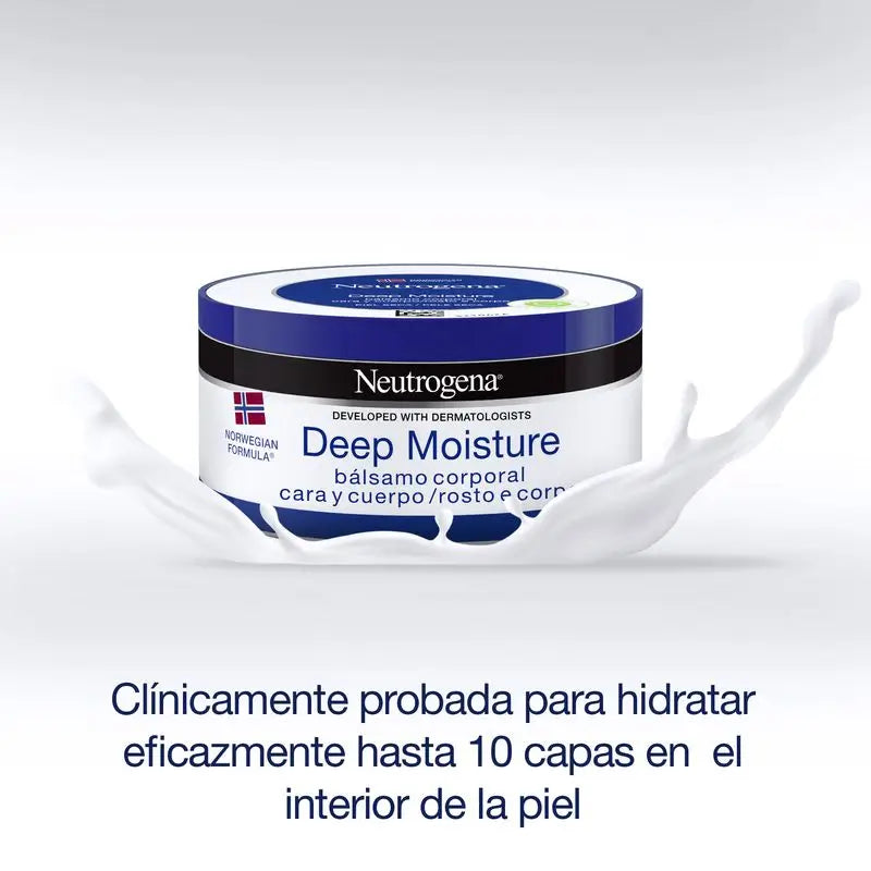 Neutrogena Bálsamo Corporal Hidratación Profunda Cara Y Cuerpo, Piel Seca, 2 Tarros De 300Ml