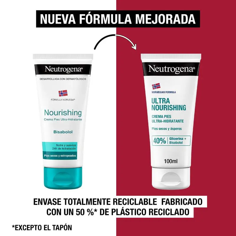 Neutrogena Crema De Pies Ultra Hidratante, Pies Secos Y Estropeados, Talones Agrietados, 100 Ml