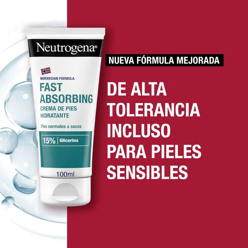 Neutrogena Crema Pies Absorción Inmediata Fórmula Noruega, Textura Ligera, Hidratación, Pack De 2 X 100Ml