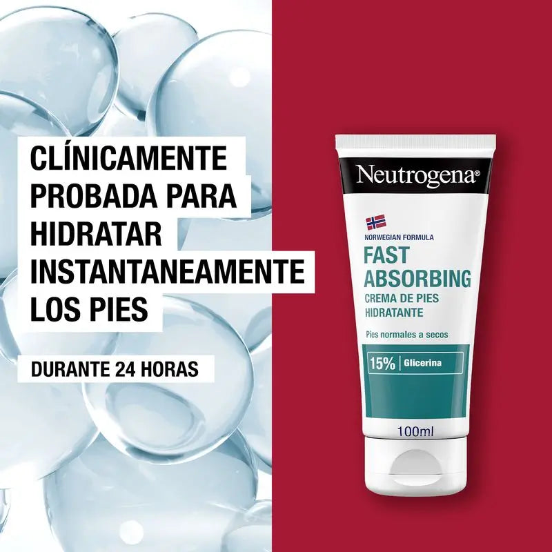 Neutrogena Crema Pies Absorción Inmediata Fórmula Noruega, Textura Ligera, Hidratación, Pack De 2 X 100Ml