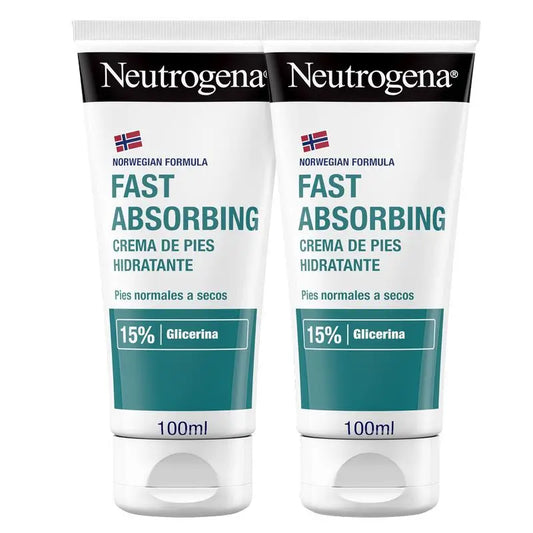 Neutrogena Crema Pies Absorción Inmediata Fórmula Noruega, Textura Ligera, Hidratación, Pack De 2 X 100Ml