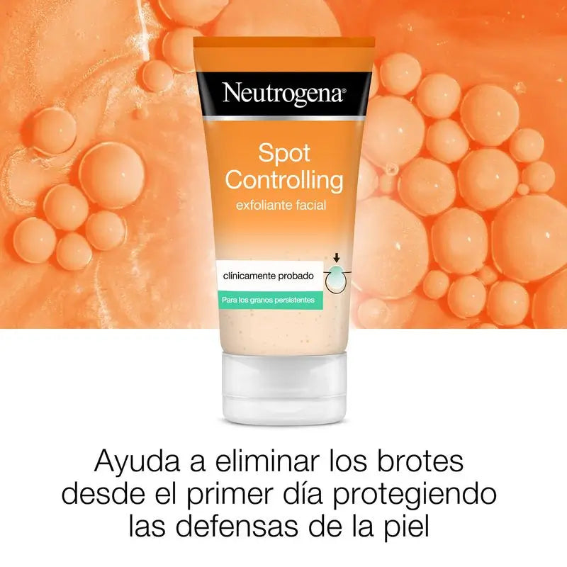 Neutrogena Gel Exfoliante Facial Spot Controlling, con Ácido Salicílico, Piel Propensa al Acné, Limpiador, Oil-Free, 150 ml