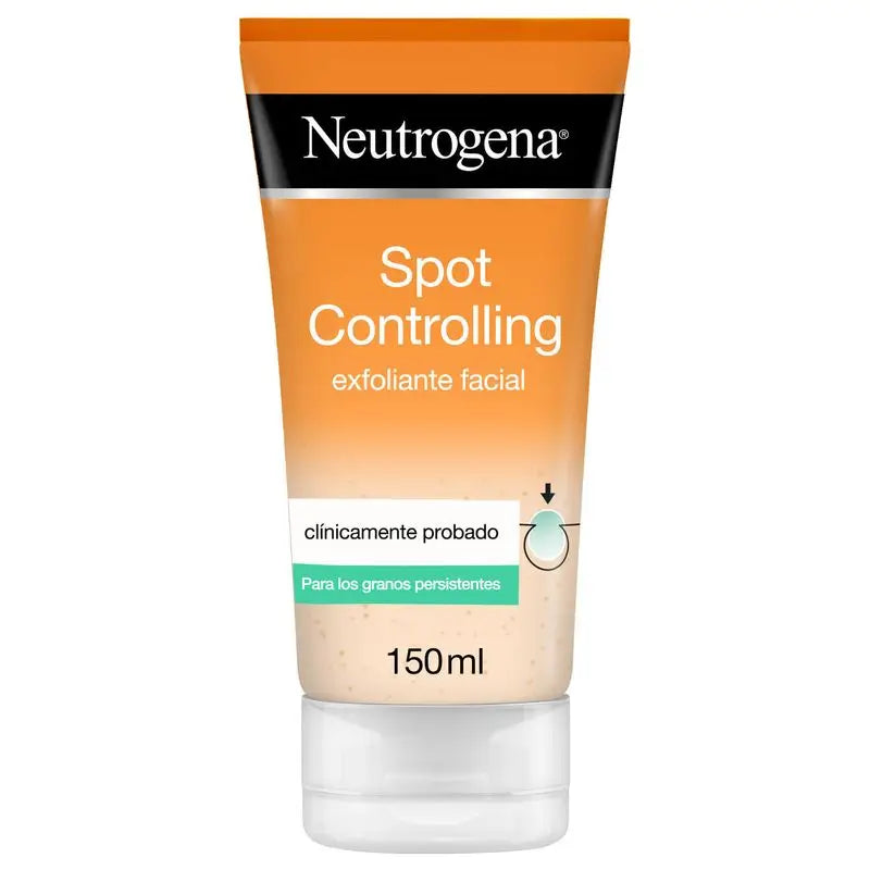 Neutrogena Gel Exfoliante Facial Spot Controlling, con Ácido Salicílico, Piel Propensa al Acné, Limpiador, Oil-Free, 150 ml