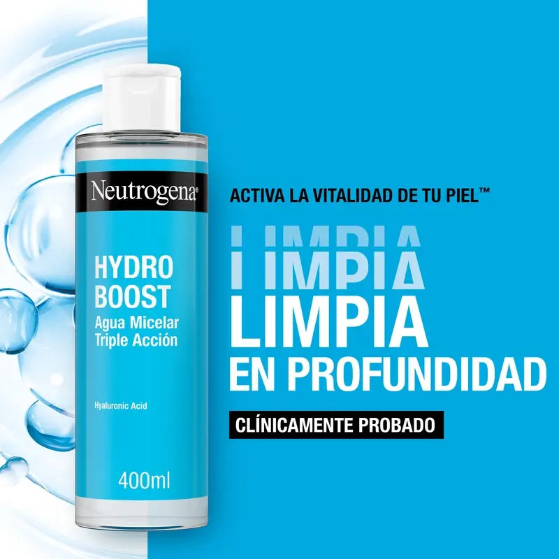 Neutrogena Hydro Boost Agua Micelar Triple Accion con Ácido Hialurónico, 400 ml