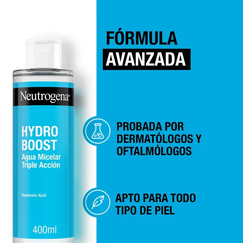 Neutrogena Hydro Boost Agua Micelar Triple Accion con Ácido Hialurónico, 400 ml