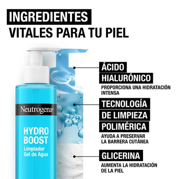 Neutrogena Hydro Boost Limpiador Gel de Agua, Elimina Las Impurezas y el Maquillaje, 200 ml