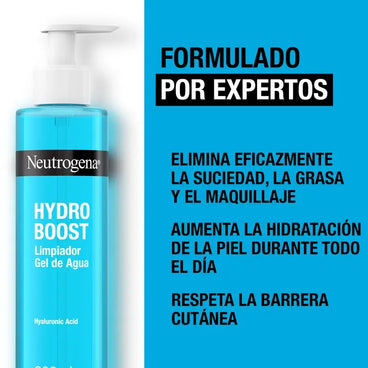 Neutrogena Hydro Boost Limpiador Gel de Agua, Elimina Las Impurezas y el Maquillaje, 200 ml