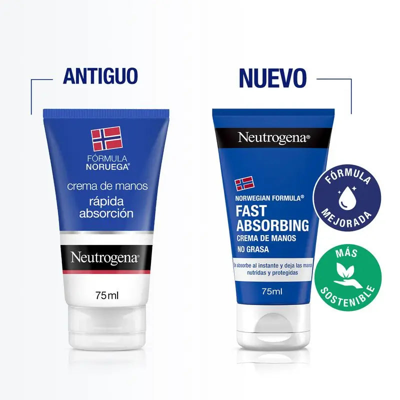 Neutrogena Crema de Manos Rápida Absorción Textura Ligera, 75 ml