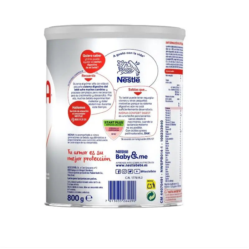 Nestle Nidina Confort Digest 1 Leche En Polvo 800 gr