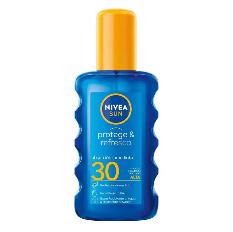 NIVEA Sun SPF30 Protege & Refresca Spray Solar Invisible, 200 ml