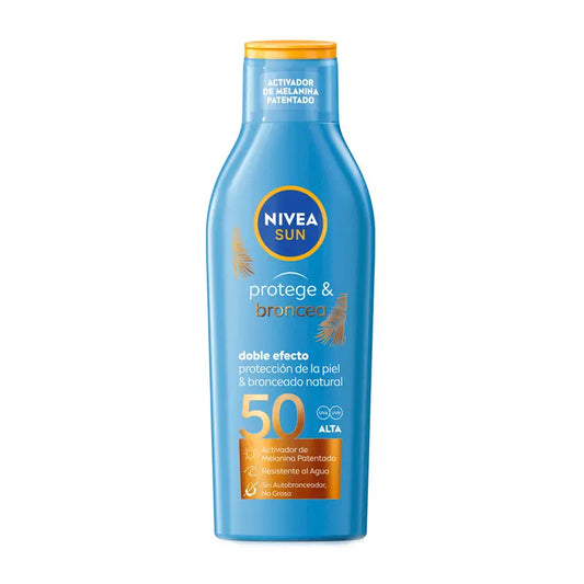 NIVEA Sun Fp50 Protege & Broncea Leche Solar Activadora Del Bronceado, 200 ml