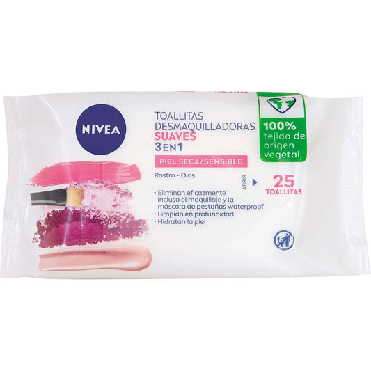 NIVEA Toallitas Desmaquilladoras Biodegradables - Suaves (Piel Seca/Sensible)