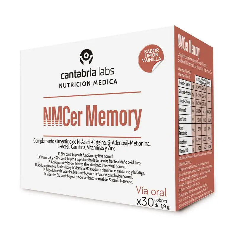 Cer Memory Sabor Limón-Vainilla, 1,9g x 30 sobres, Cantabria Labs Nutrición Médica