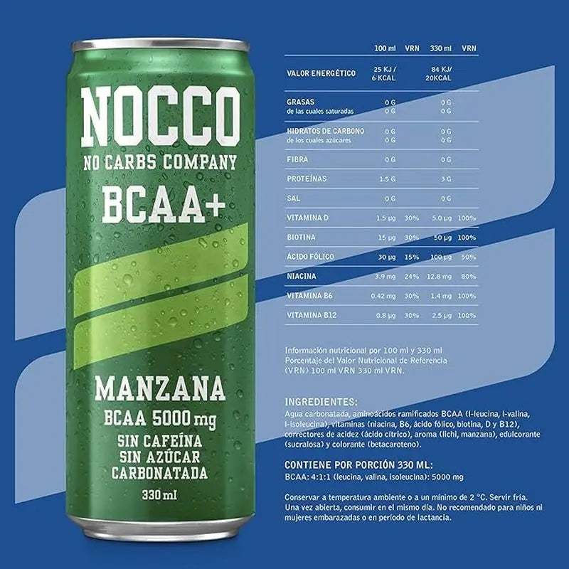 Nocco Bcaa+ Manzana, 330 ml