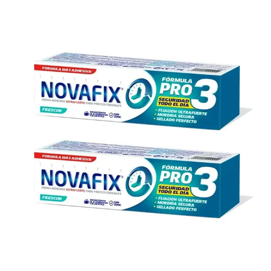 Novafix Pro 3 Crema Adhesiva Prótesis Dentales Frescor Duplo, 2 x 50 gr