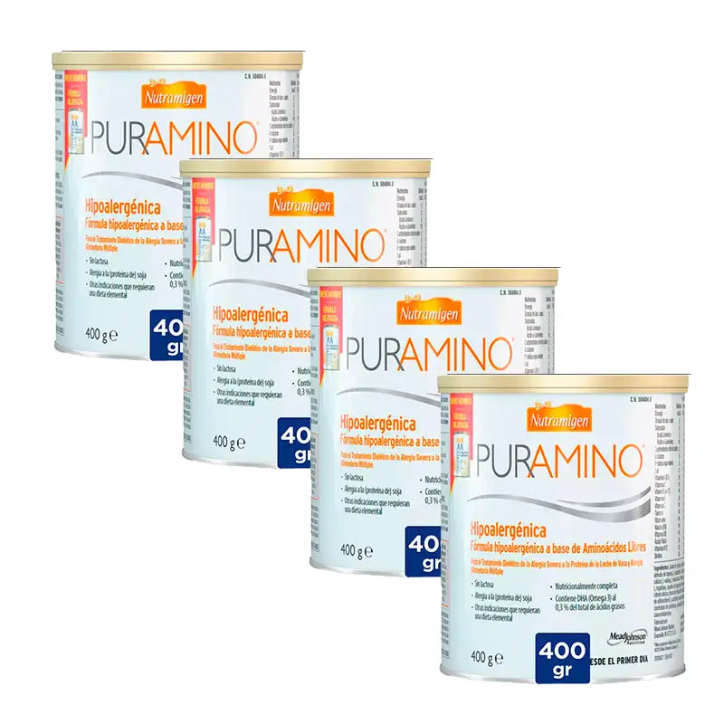 Nutramigen Pack Puramino Polvo, 4 x 400 gr