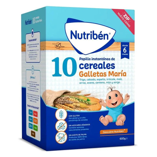 Nutriben 10 Cereales Con Galletas María, 600 gr