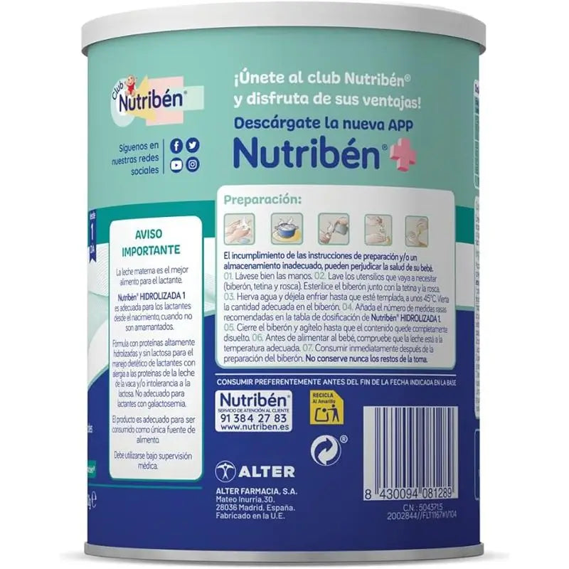 Nutriben Leche Hidrolizada 1 400 gr