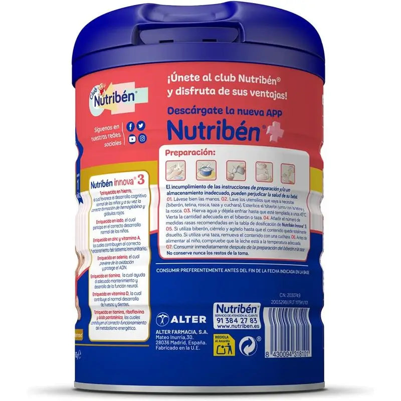 Nutriben Leche Innova 3 OLM 800 G